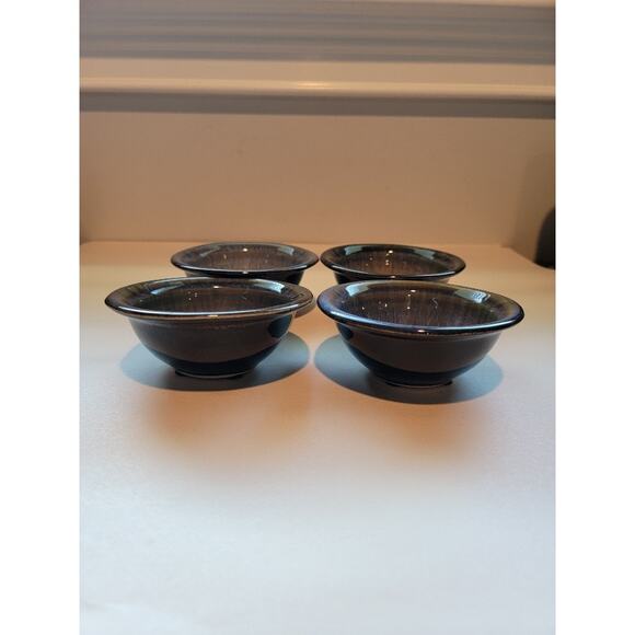 Bill Campbell Artisan Studio Drip Glaze Pottery Bowls Set of 4 Signed - Picture 4 of 10
